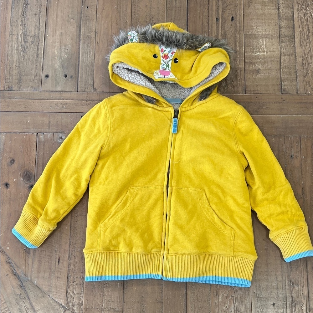 Mini Boden Sherpa lined lion hooded jacket kids 4-5 years sweatshirt
